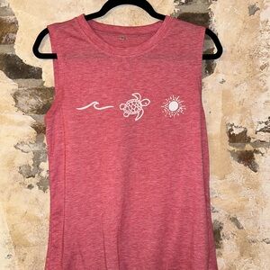 Sleeveless Red Top with Turtle Design